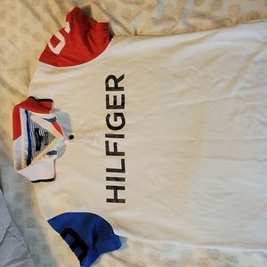 Men's polo shirt white blue red